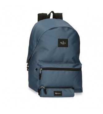 Pepe Jeans unisex para niños. 63392C1 Mochila Aris + Estuche azul (OSFA), Casual, Poliéster, Marino, moda infantil