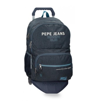 Pepe Jeans unisex para niños. 69125T1 Mochila Edmon dos compartimentos con carro marino (OSFA), Casual, Poliéster, moda infantil, Pepe Jeans