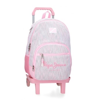 Pepe Jeans para niña. 68725T1 Mochila Miri dos compartimentos 45 cm con carro rosa (OSFA), Casual, Poliéster, moda infantil, Pepe Jeans outl