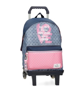 Mochila Noni denim 42 cm con carro azul (OSFA), Casual, Poliéster, moda infantil, Pepe Jeans outlet 2024.