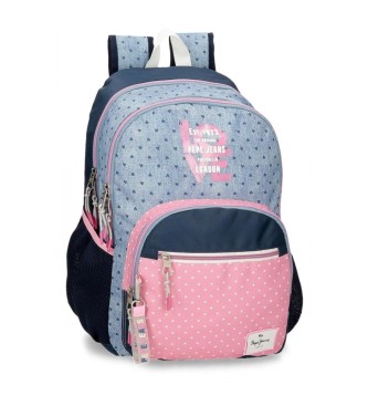 Mochila Noni denim doble compartimento adaptable a carro azul, rosa (OSFA), Casual, Multicolor, Poliés