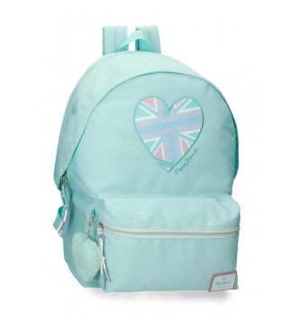 Pepe Jeans para niña. 66124D1 Mochila porta ordenador adaptable  Nerea dos compartimentos turquesa (OSFA), Azul, Casual, Poliéster, Marino,