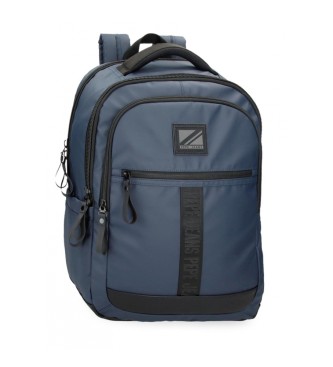 Mochila porta ordenador Hoxton tres compartimentos marino (OSFA), Negro, Casual, Poliéster, Pepe Jeans outlet 202