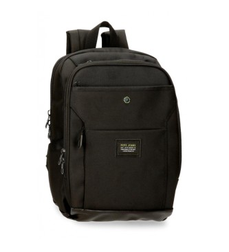 Pepe Jeans unisex. 7782131 Mochila porta ordenador Leighton dos compartimentos negro (OSFA), Casual, Poliéster
