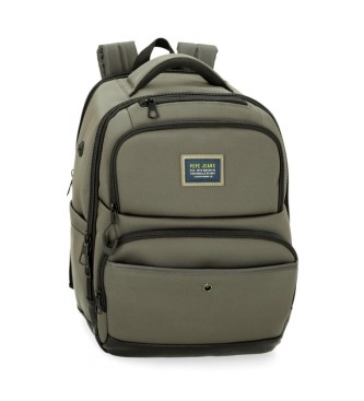 Pepe Jeans unisex. 7782332 Mochila porta ordenador Leighton dos compartimentos 42 cm verde (OSFA), Casual, Poliéster