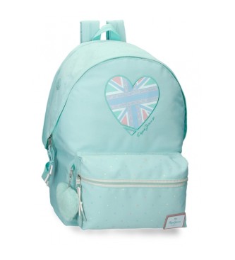 Pepe Jeans para niña. 6612421 Mochila porta ordenador  Nerea dos compartimentos turquesa (OSFA), Azul, Casual, Poliéster, Marino, moda infan