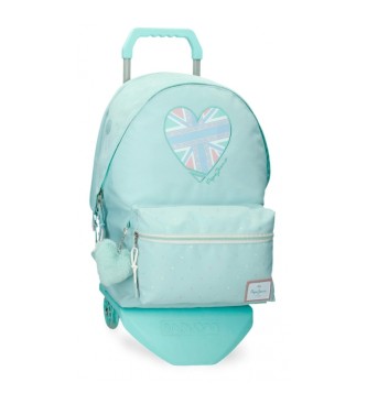 Mochila porta ordenador  Nerea dos compartimentos con carro turquesa (OSFA), Azul, Casual, Poliéster,