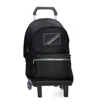 Pepe Jeans unisex para niños. 69424T1 Mochila portaordenador Alton dos compartimentos con carro negro (OSFA), Casual, Poliéster, moda infant