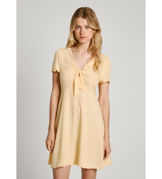 Pepe Jeansvoor vrouwen. PL953568 Nani jurk geel (S), Casual, Viscose, Korte mouwen, Duurzaam
