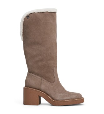 Pepe Jeans para mujer. PLS50523 Botas de piel Nicole Furry beige (38), 5 a 8cm, Ante, Ninguno, Casual