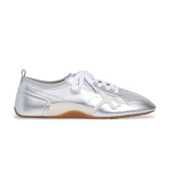 Pepe Jeans para mujer. PLS600057 Zapatillas Noa Shine plateado (38), Plata, Plano, Cordones, Casual
