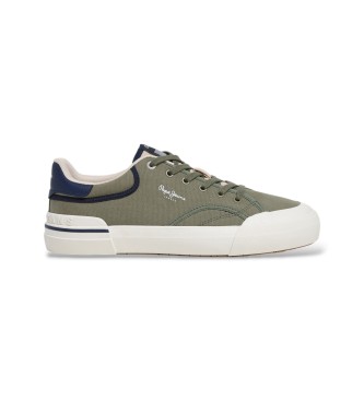 Pepe Jeans para hombre. PMS300018 Zapatillas Nolan Basic verde (45), Tela, Plano, Cordones, Casual