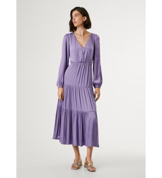 Pepe Jeans para mujer. PL953760 Vestido Ohanna lila (XS), Casual, Poliéster, Manga larga