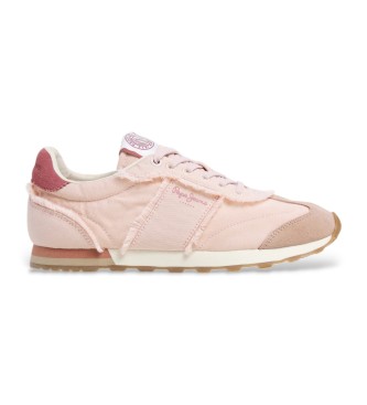 Pepe Jeans para mujer. PLS40034 Zapatillas de piel Once Twill rosa (37), Plano, Ante, Cordones, Casual