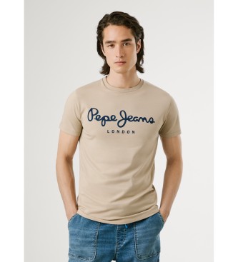 Pepe Jeans para hombre. PM5010132 Camiseta Original Stretch beige (M), Casual, Algodón, Manga corta