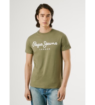 Pepe Jeans para hombre. PM5010132 Camiseta Original Stretch verde (XXL), Casual, Algodón, Manga corta