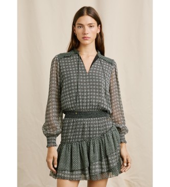 Pepe Jeans para mujer. PL9537701 Vestido Palm negro (XL), Casual, Poliéster, Manga larga