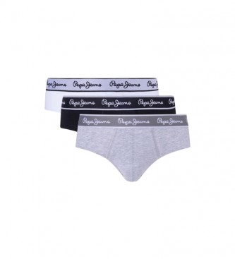 Pepe Jeans para hombre. PMU10970 Pack 3 Slips Algodón blanco, negro, gris (L), Homewear, Sostenible