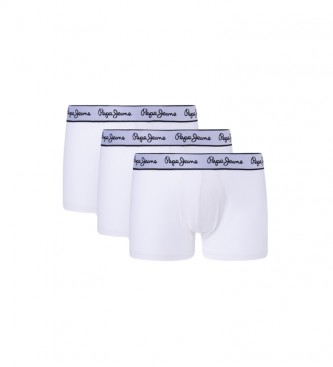 Pepe Jeans para hombre. PMU10975 Pack 3 Bóxers Logo Elástico blanco (XXL), Homewear, Algodón