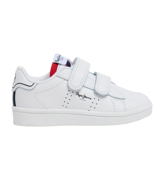 Pepe Jeans para niño. PBS00002 Zapatillas de piel Player basic blanco (28), Plano, Cordones, Casual, moda infantil