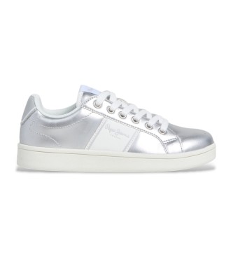 Pepe Jeans para mujer/niña. PGS000005 Zapatillas Player Shine plateado (39), Plata, Plano, Cordones, Casual, moda infantil
