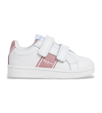 Pepe Jeans para niña. PGS000007 Zapatillas de Piel Player Top blanco (31), Plano, Velcro, Casual, moda infantil