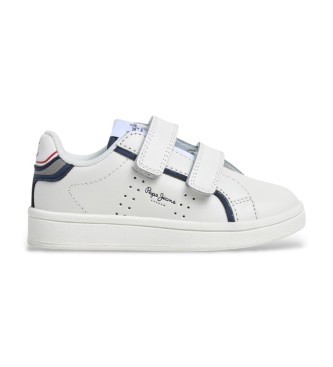 Pepe Jeans unisex para niños. PBS000010 Zapatillas Player Young blanco (30), Piel, Plano, Velcro, Casual, moda infantil