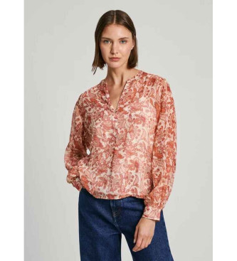 Pepe Jeans para mujer. PL304951 Blusa Poemy blanco crudo, rosa (XL), Rojo, Casual, Poliéster, Manga larga