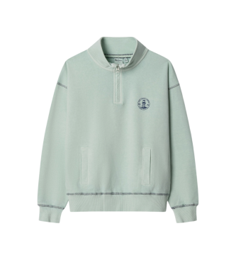 Pepe Jeans för pojkar. PB5800062 Sweatshirt Preston turkos (8años= 128cm), Vit, Casual, Bomull, Lång ärm, barnmode