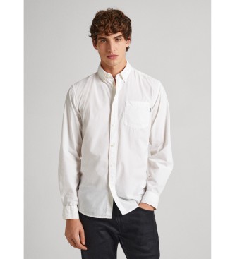 Pepe Jeans para hombre. PM308270 Camisa Popelín Lisa Fit Regular blanco (S), Casual, Algodón, Manga larga