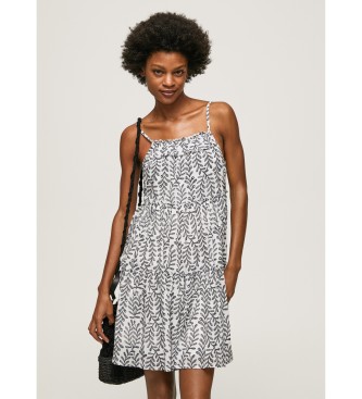 Pepe Jeans para mujer. PL953309 Vestido Prixton Ornamental blanco, negro (M), Casual, Algodón, Sin mangas / Tirantes