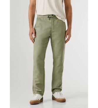 Pepe Jeans para hombre. PM2100080 Pantalón Pull On Comfort Chino Lino verde (34), Casual, Algodón