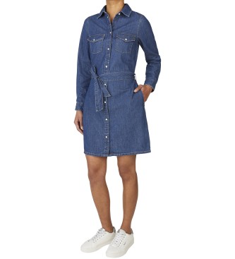 Pepe Jeans para mujer. PL953581HX6 Vestido Regular Denim azul (XL), Casual, Algodón, Manga larga