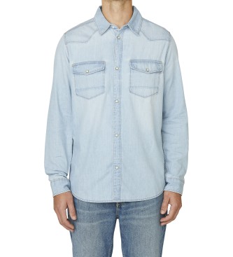 Pepe Jeansvoor mannen. PM3090802A0 Normaal Overhemd blauw (M), Casual, Katoen, Lange mouwen