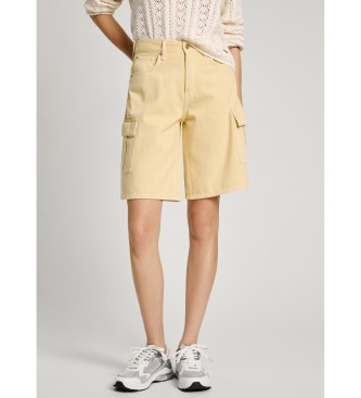 Pepe Jeans para mujer. PL801140 Short Relaxed Hw Worker Clr amarillo (25), Casual, Algodón Orgánico, Sostenible