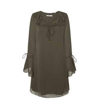 Pepe Jeans para mujer. PL953617 Vestido Respect verde (M), Casual, Poliéster, Manga larga