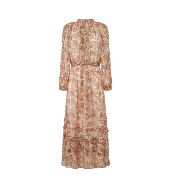 Pepe Jeans para mujer. PL953597 Vestido Rikky blanco crudo, nude (S), Casual, Poliéster, Manga larga