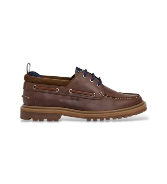 Pepe Jeans para hombre. PMS100004 Zapatos de Piel Rob Deck marrón (44), Plano, Cordones, Casual, Fiesta, Clásico