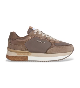 Pepe Jeans para mujer. PLS600008 Zapatillas de Piel Rusper Glam marrón (36), 3 a 5cm, Cordones, Casual