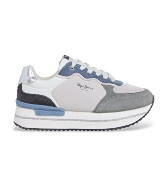 Pepe Jeans para mujer. PLS600033 Zapatillas de Piel Rusper Glitter azul (37), 3 a 5cm, Cordones, Casual