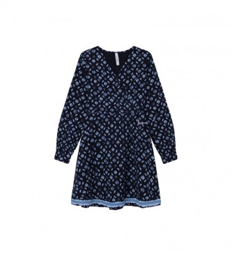 Vestido Sabine marino (14años= 164cm), Casual, Viscosa, Manga larga, moda infantil