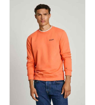 Pepe Jeans para hombre. PM582703 Sudadera casual Crew naranja (S), Algodón Orgánico, Sostenible