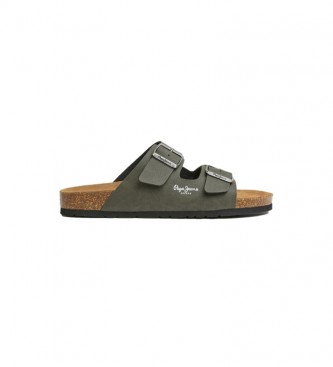 Pepe Jeans para hombre. PMS90110 Sandalias Anatómicas Double Chicago verde (44), Plano, Ninguno, Casual
