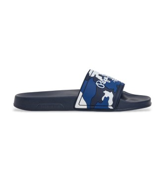 Pepe Jeans para hombre. PMS700026 Chanclas Slider Camo marino (43), Plano, Ninguno, Beachwear