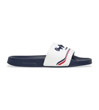 Pepe Jeans para hombre. PMS70160 Chanclas Slider Origin blanco (46), Plano, Ninguno, Beachwear