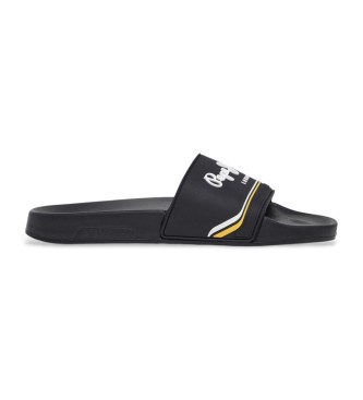 Pepe Jeans para hombre. PMS70160 Chanclas Slider Origin negro (45), Plano, Ninguno, Beachwear