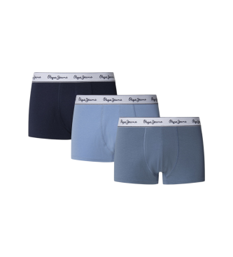 Pepe Jeansvoor mannen. PMU11195 Set 3 boxershorts Effen blauw, marineblauw (L), Homewear, Katoen