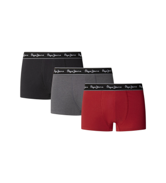 Pepe Jeans para hombre. PMU11195 Set 3 Bóxers Solid rojo, gris, negro (M), Homewear, Algodón