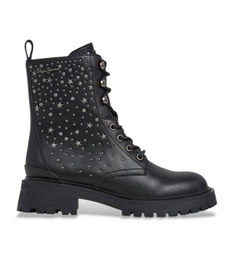 Pepe Jeansvoor vrouwen. PLS500025 Stacy Studs leren enkellaarsjes zwart (41), Leer, Plat, Ritssluiting, Casual
