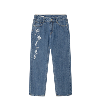 Pepe Jeans para niña. PG2000014 Jeans Straight Robyne floral azul (6años= 104cm), Casual, Algodón, Denim, moda infantil
